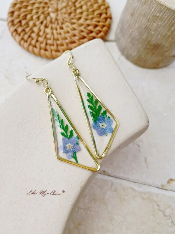 Geometric Handmade Earrings Resin Plant Earrings DIY Trinkets Temperament sold by Like My Choice