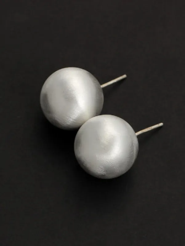 Heavy Brushed Round Silver Earrings sold by Like My Choice