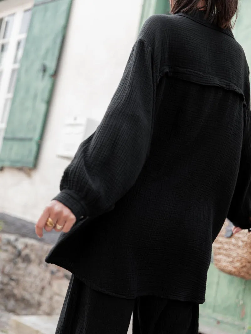 Modern Casual Solid Color Loose Long Sleeve Shirt sold by Like My Choice product image thumbnail 4