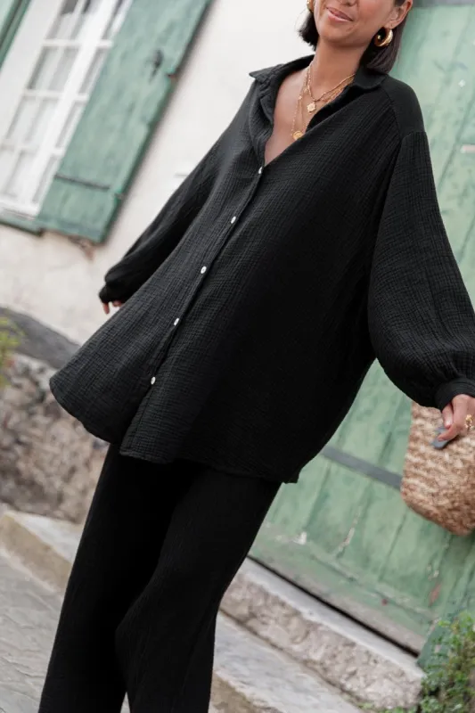 Modern Casual Solid Color Loose Long Sleeve Shirt sold by Like My Choice