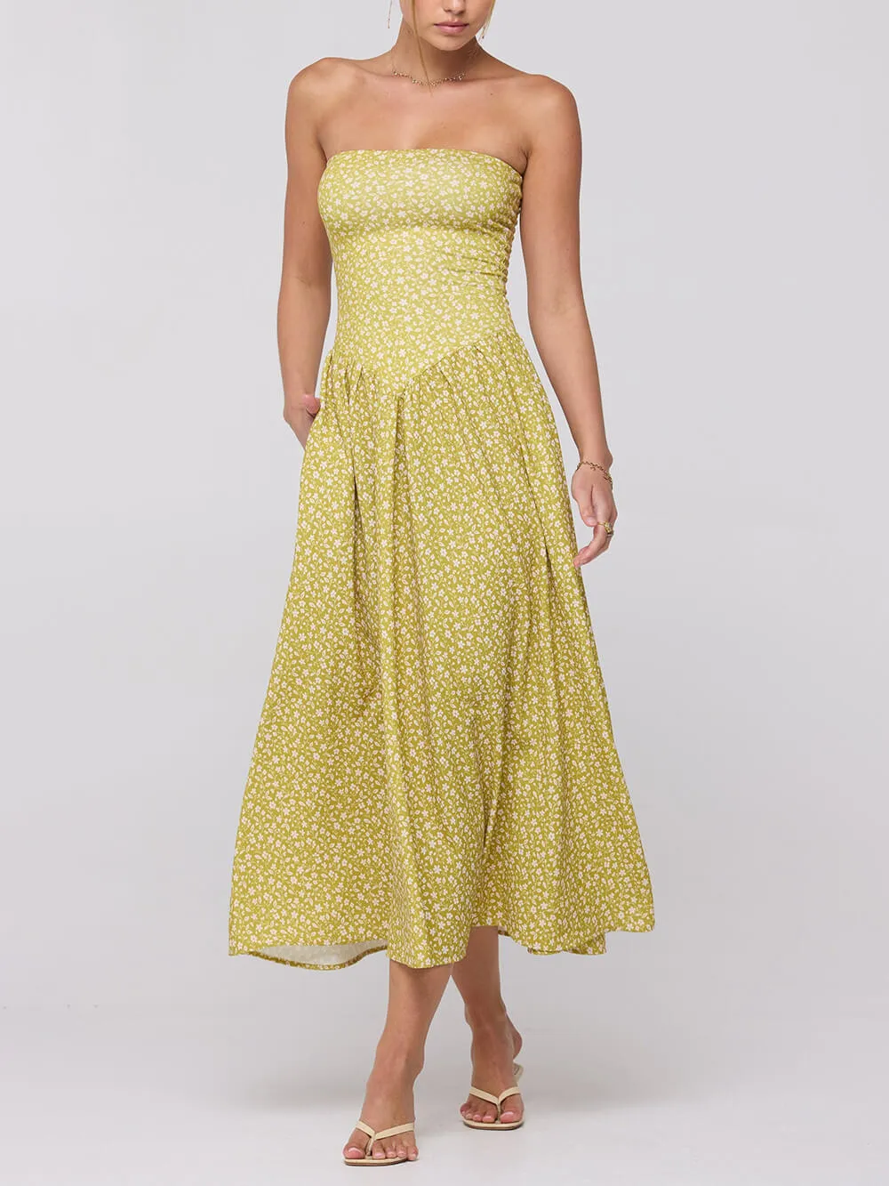 Chic Off-The-Shoulder Drop-Waist Print Flowy Midi Dress sold by Like My Choice product image thumbnail 3