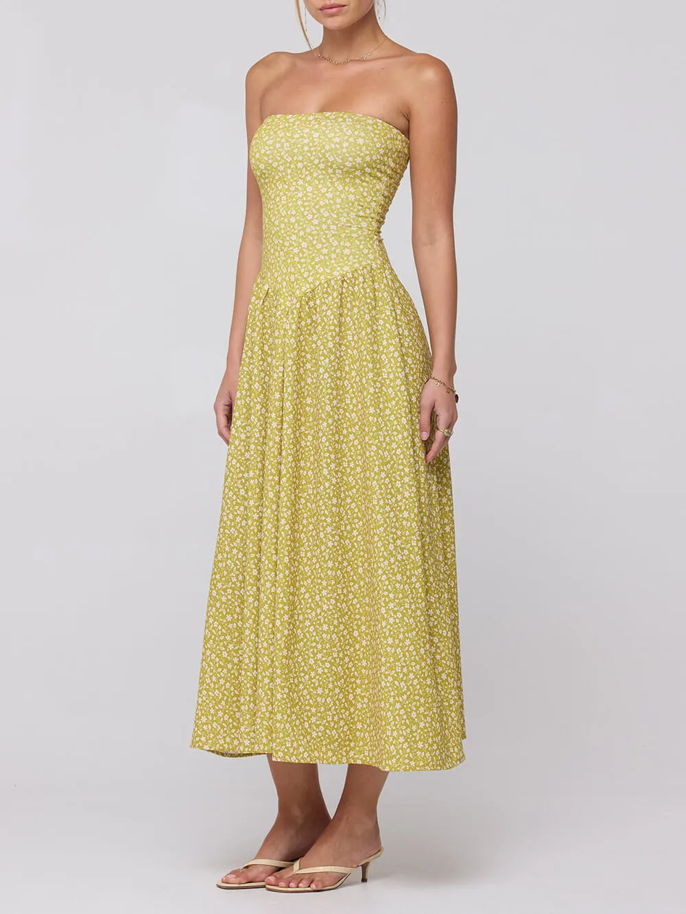 Chic Off-The-Shoulder Drop-Waist Print Flowy Midi Dress sold by Like My Choice product image thumbnail 4
