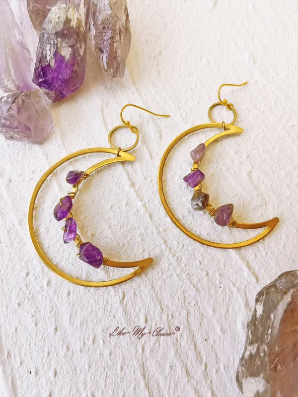 Crescent Moon Amethyst Earrings sold by Like My Choice