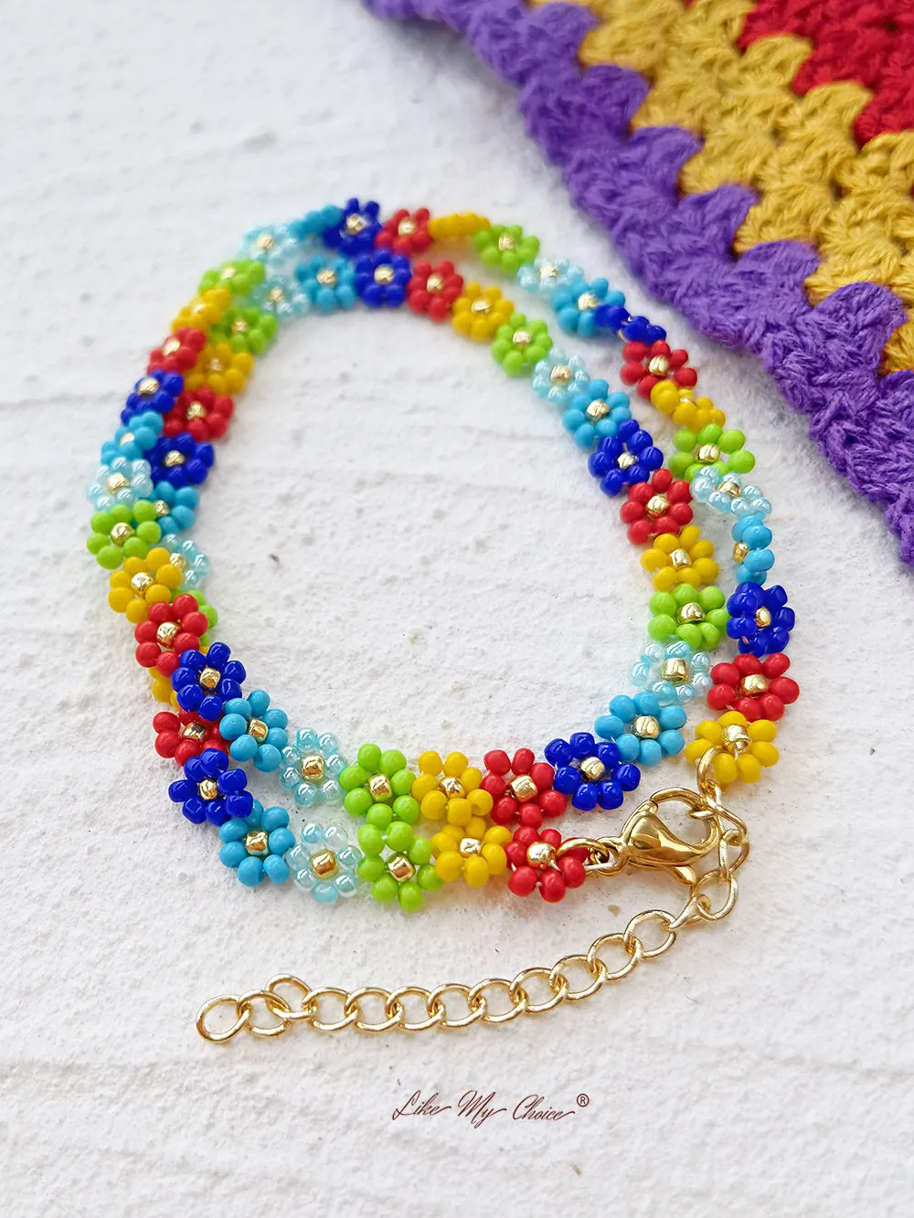 Adjustable Drawstring Beaded Bracelet Bohemian Daisy sold by Like My Choice