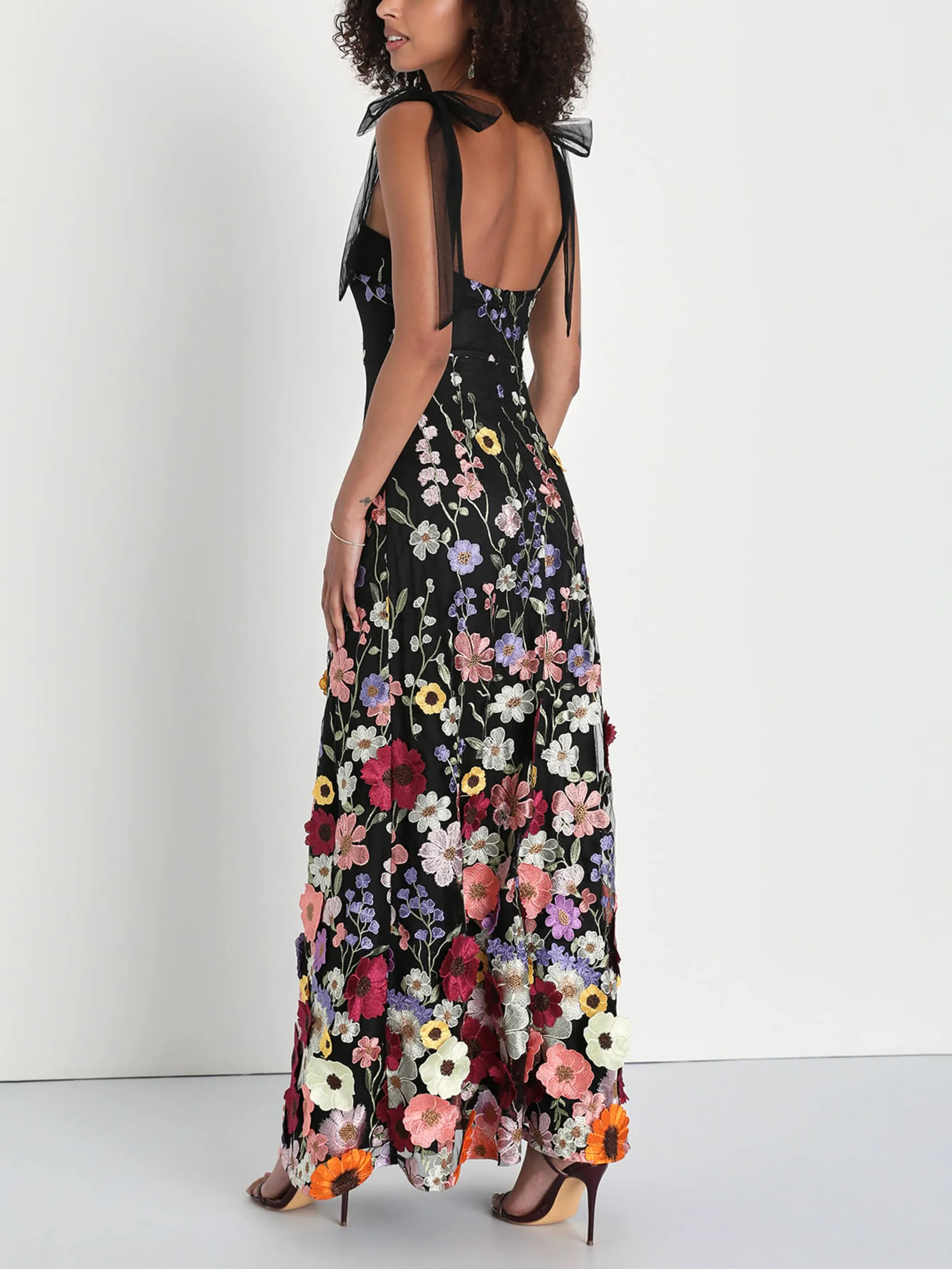 Exquisite Three-Dimensional Embroidered Flowers Sexy Maxi Dress sold by Like My Choice product image thumbnail 3
