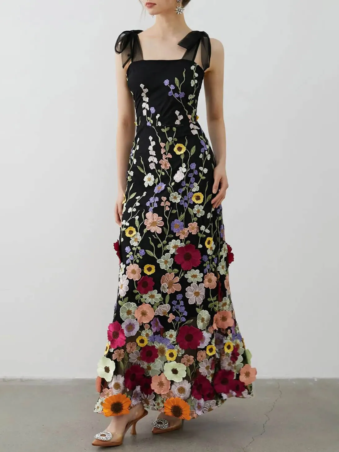 Exquisite Three-Dimensional Embroidered Flowers Sexy Maxi Dress sold by Like My Choice