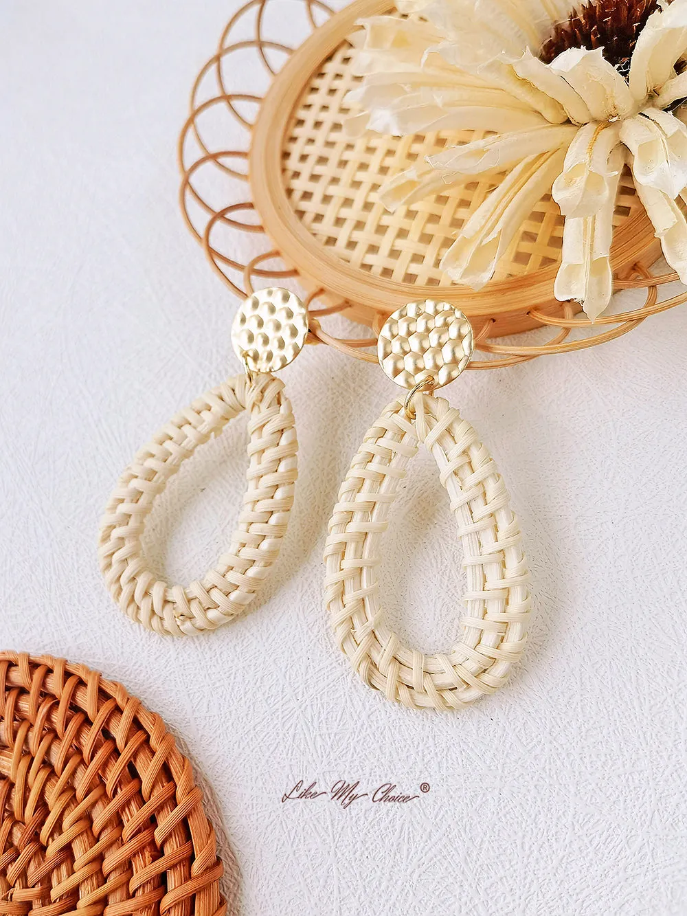 Bamboo and Rattan Handwoven Wooden Earrings sold by Like My Choice product image thumbnail 3
