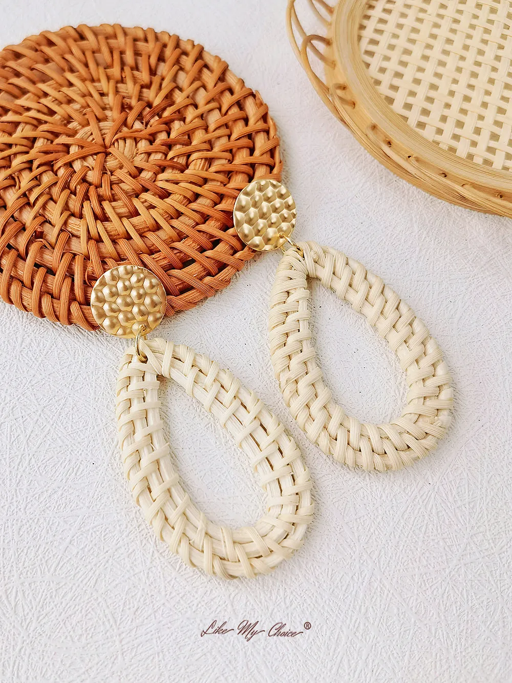 Bamboo and Rattan Handwoven Wooden Earrings sold by Like My Choice product image thumbnail 2