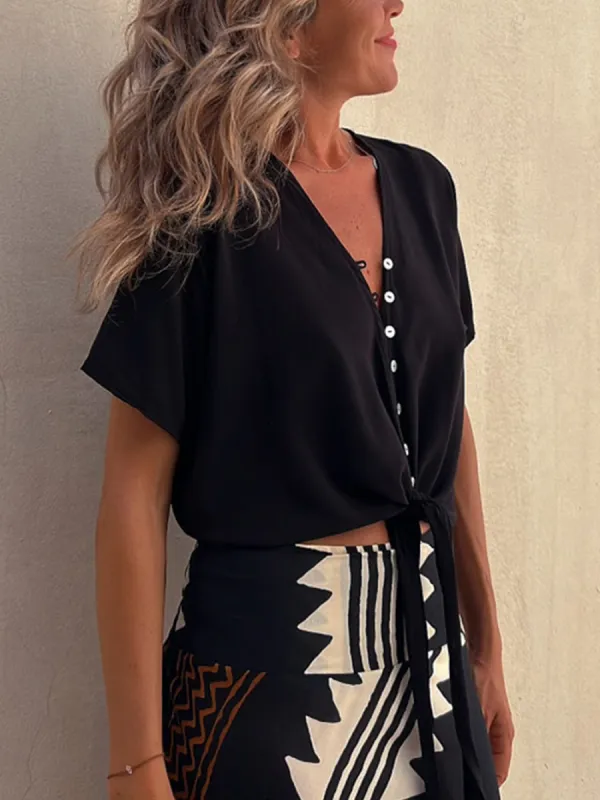 Casual Ice Silk Chiffon V-Neck Top sold by Like My Choice