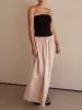 Strapless Black And Sand Paneled Maxi Dress sold by Like My Choice