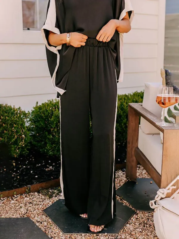 Loose Color Block Slit Wide Leg Pants sold by Like My Choice