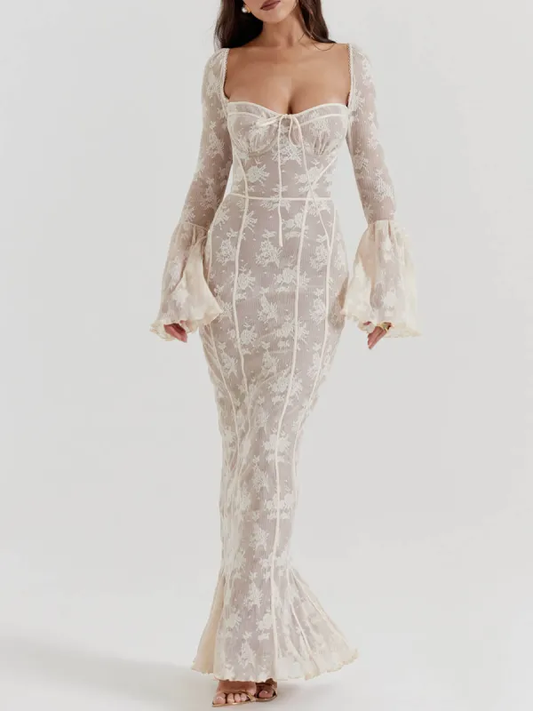 Vintage Cream Lace Maxi Dress sold by Like My Choice