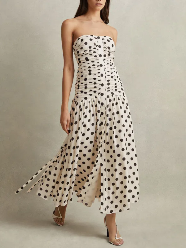 Vacation Style Wrap Bust Polka Dot Print Pleated Midi Dress sold by Like My Choice