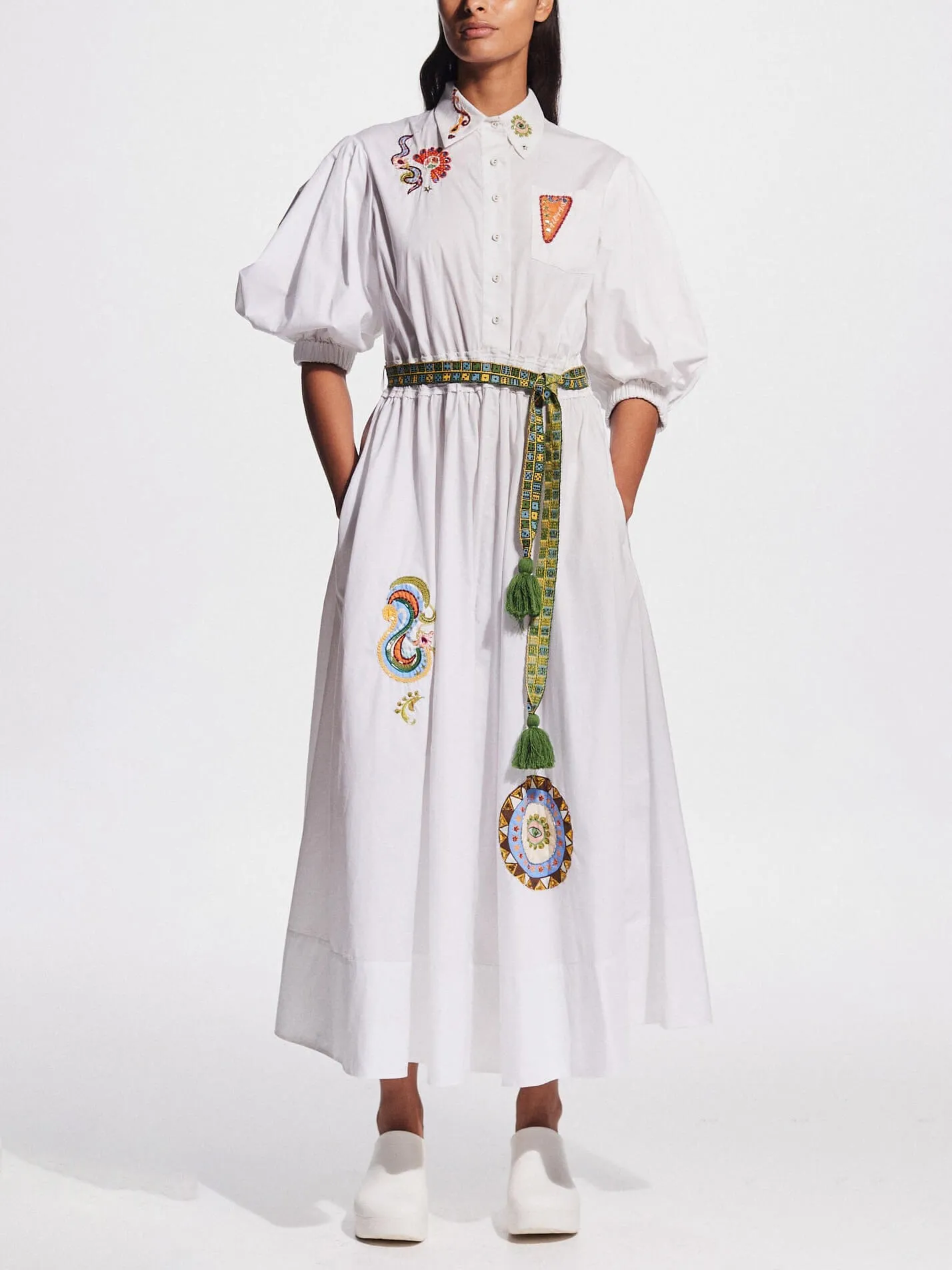 Unique Printed Shirt-Style Puff Sleeve Midi Dress sold by Like My Choice