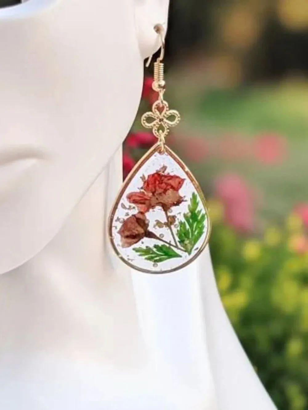 Pink Rose Resin Drop Earrings sold by Like My Choice product image thumbnail 2