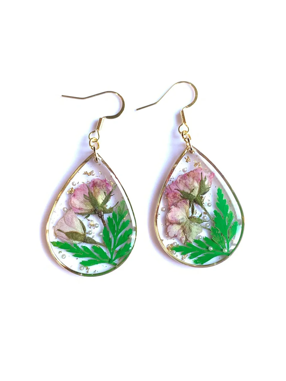 Pink Rose Resin Drop Earrings sold by Like My Choice product image thumbnail 3