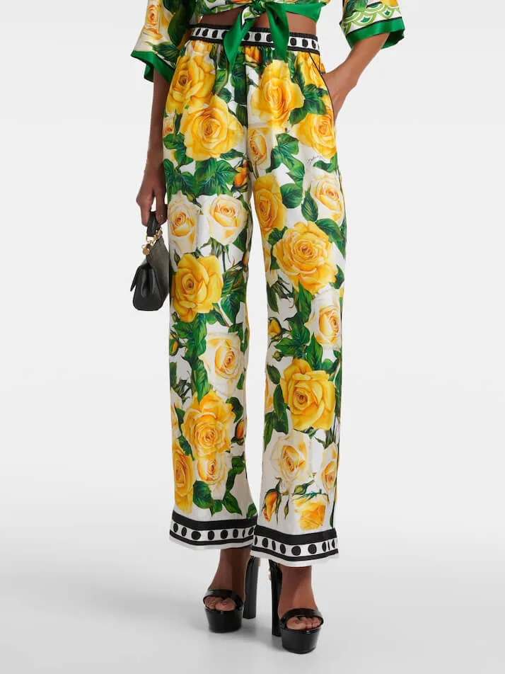 Exquisite Rose Print Loose Long Wide Leg Pants sold by Like My Choice