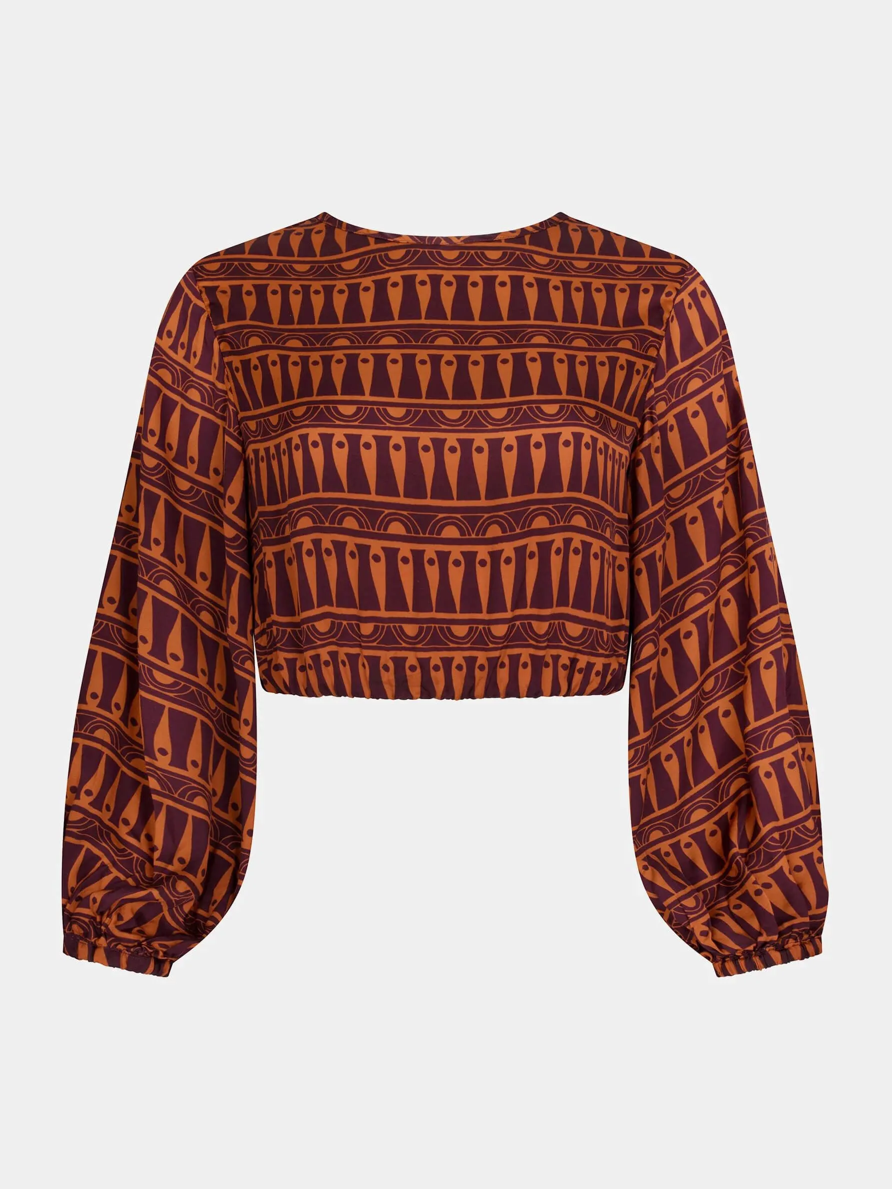 Exquisite Satin Vintage Print Round Neck Backless Short Top sold by Like My Choice product image thumbnail 4