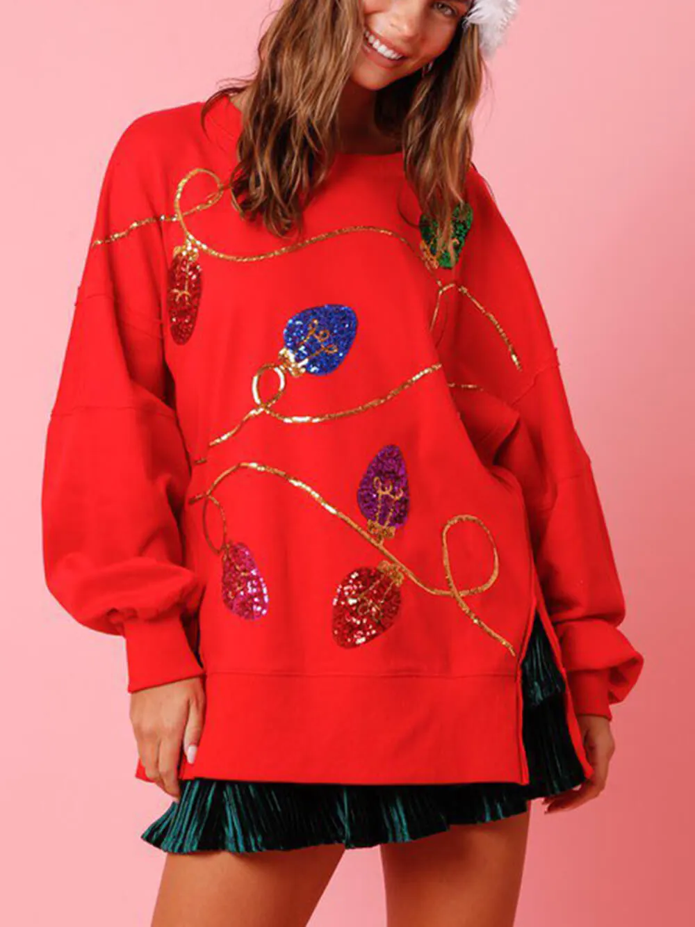 Christmas Sequined Long-Sleeved Pullover Sweatshirt sold by Like My Choice