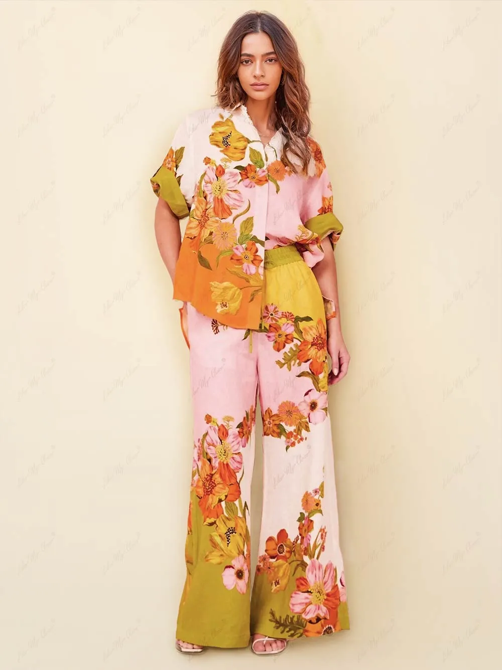 Unique Print Elastic Waist Pocketed Wide Leg Pants sold by Like My Choice product image thumbnail 2