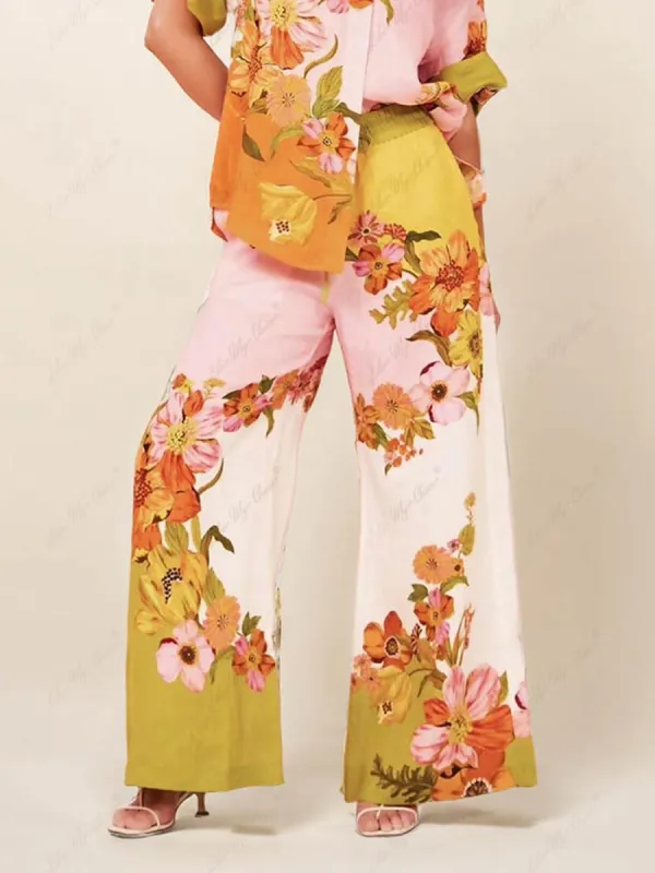 Unique Print Elastic Waist Pocketed Wide Leg Pants sold by Like My Choice