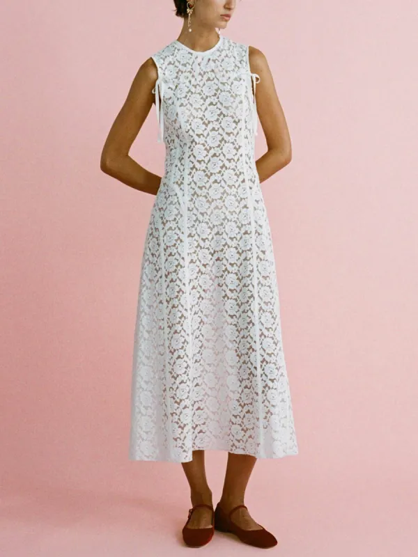 Classic Elegant Lace Sleeveless Midi Dress sold by Like My Choice