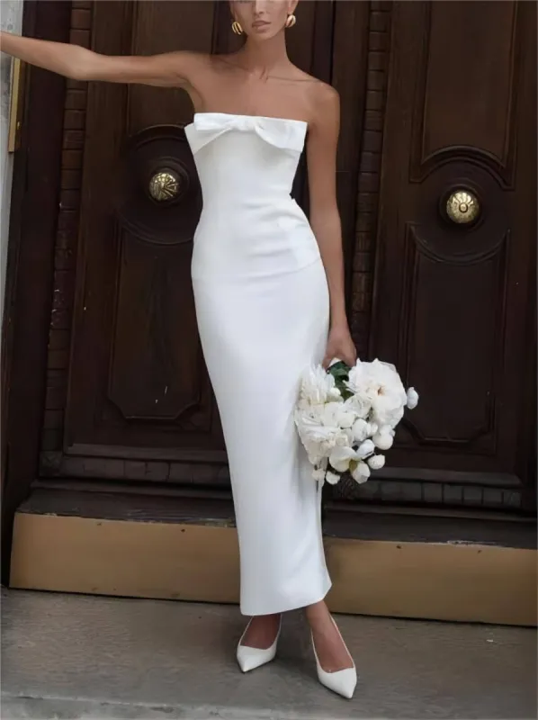 Bow Strapless Midi Dress sold by Like My Choice
