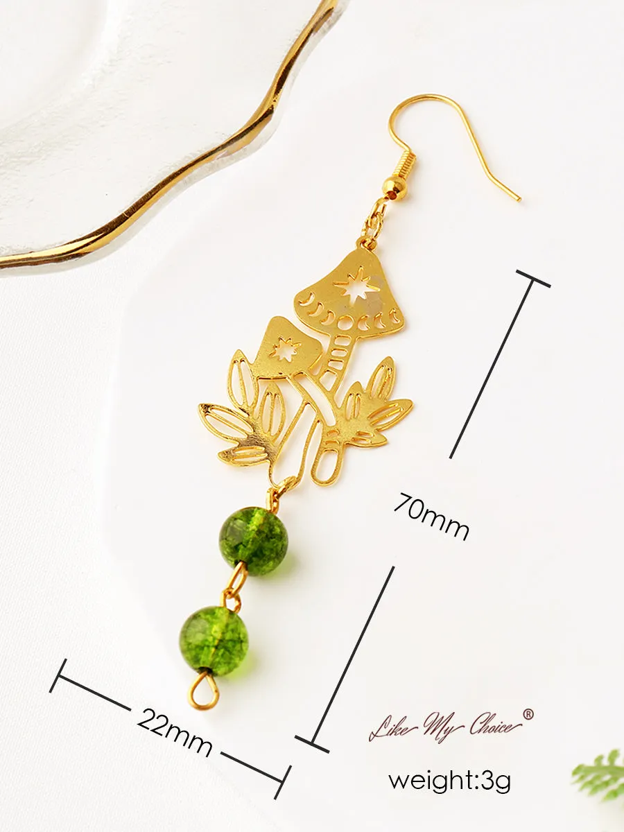Forest Mushroom Green Crystal Earrings sold by Like My Choice product image thumbnail 4