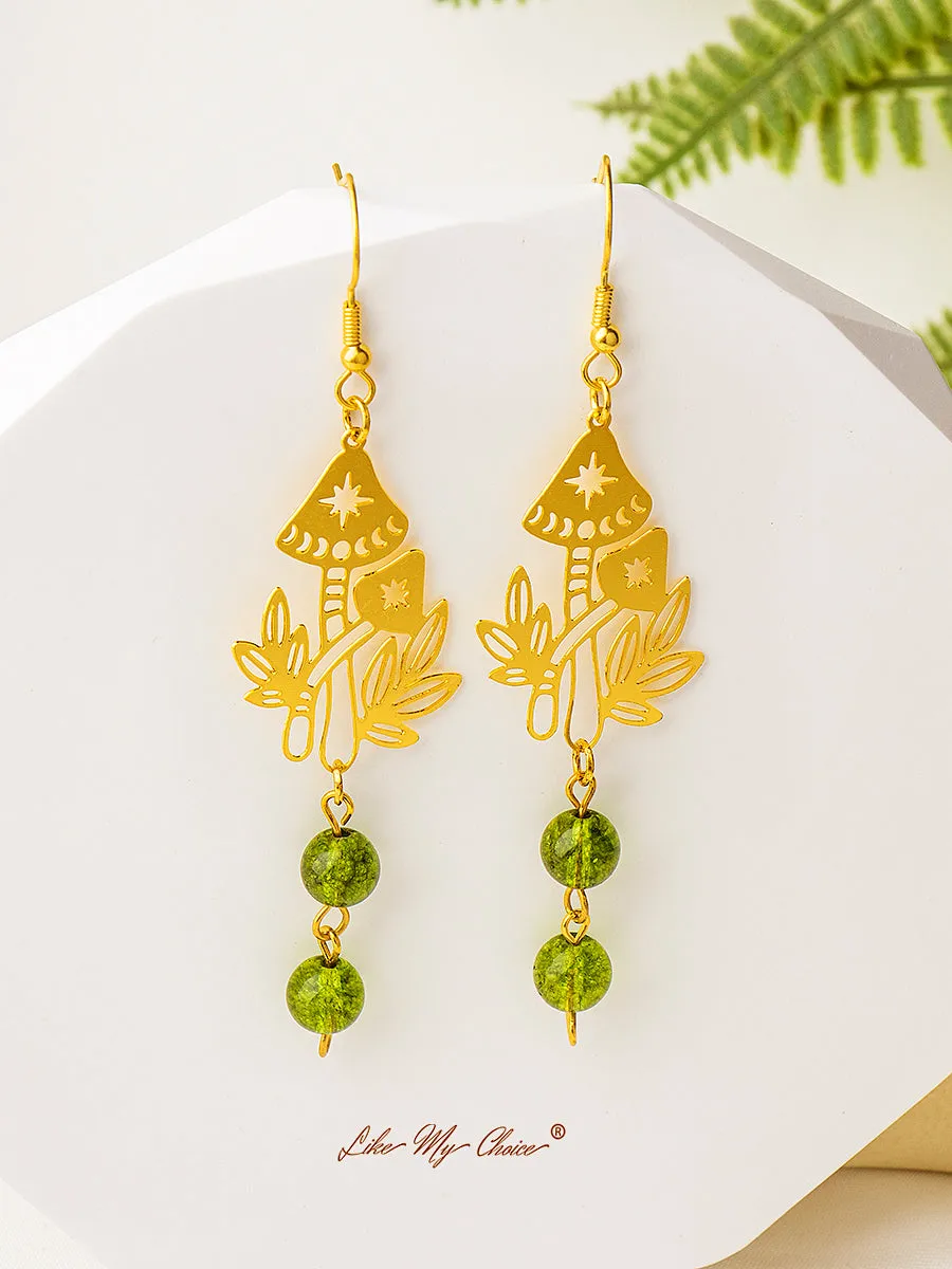 Forest Mushroom Green Crystal Earrings sold by Like My Choice