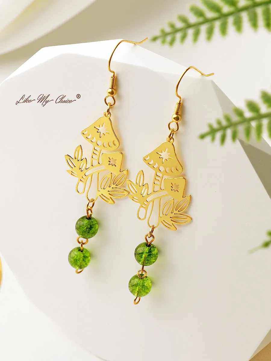 Forest Mushroom Green Crystal Earrings sold by Like My Choice product image thumbnail 2
