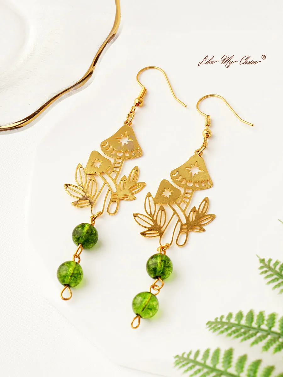 Forest Mushroom Green Crystal Earrings sold by Like My Choice product image thumbnail 3