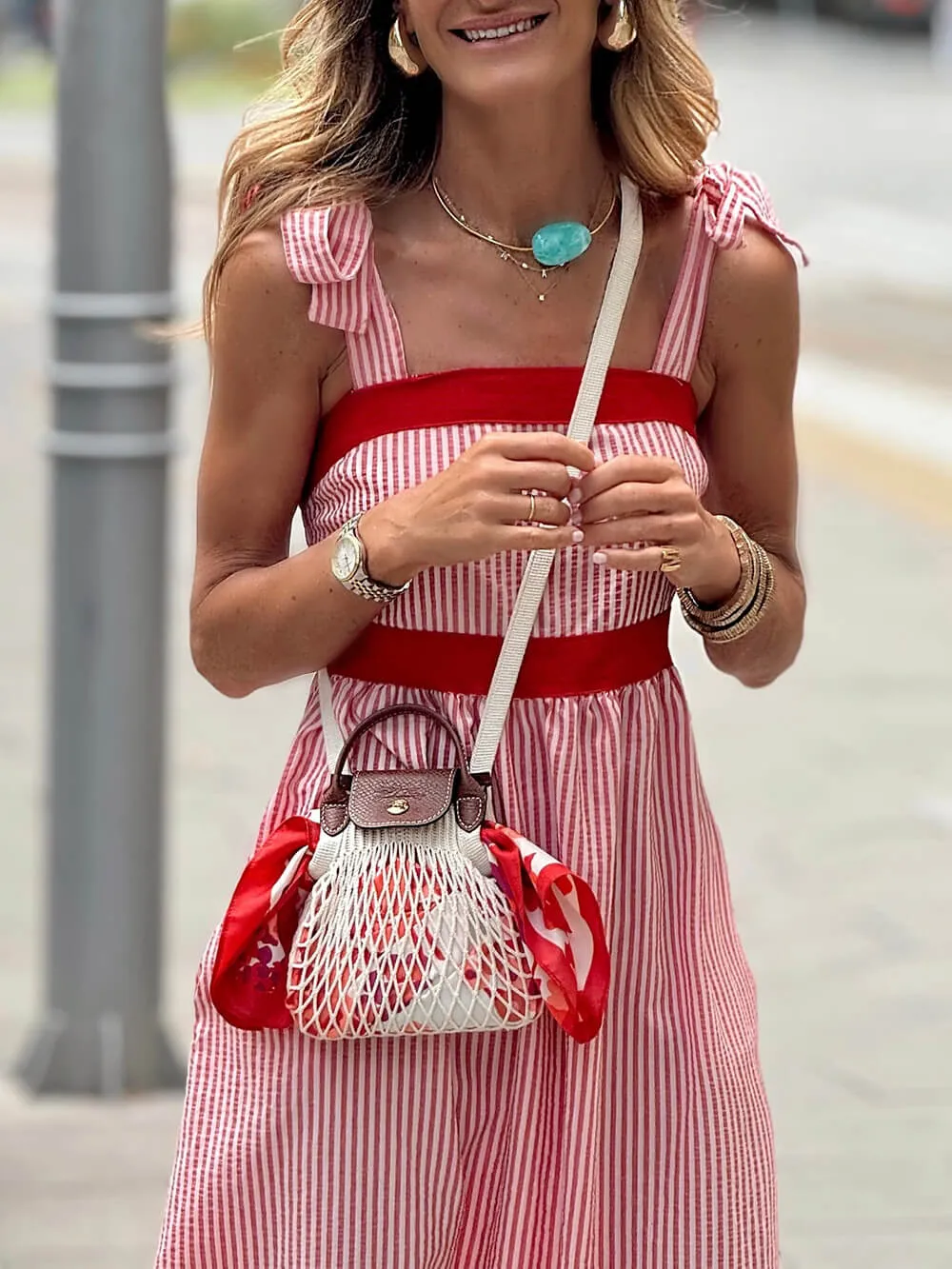 Charm Striped Colorblock Strap Shoulder Maxi Dress sold by Like My Choice product image thumbnail 3