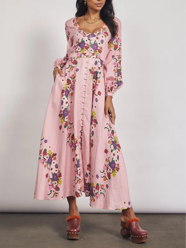 Rose Printed Flared Hem Midi Dress sold by Like My Choice