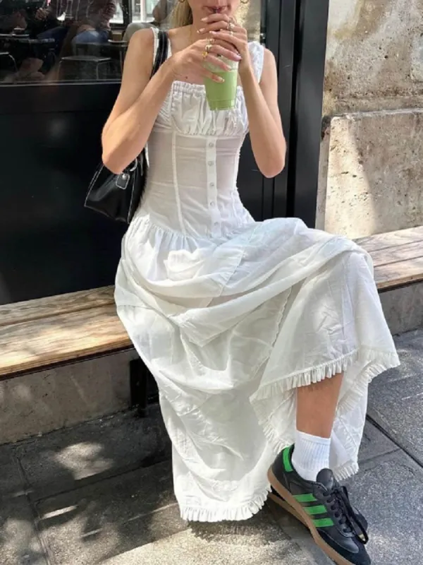 Square Neck Sleeveless Slim Fit Midi Dress sold by Like My Choice