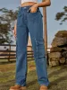 Washed Multi-Pocket Denim Cargo Jeans sold by Like My Choice