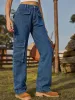 Washed Multi-Pocket Denim Cargo Jeans sold by Like My Choice