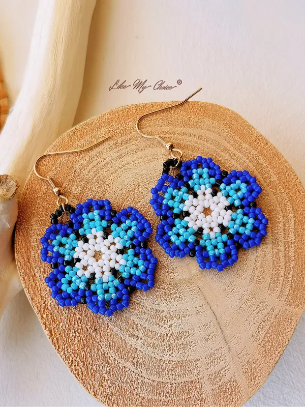 Floral Beaded Braided Drop Earrings sold by Like My Choice
