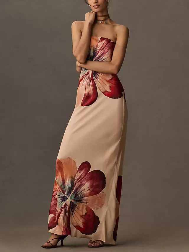 Fashionable Printed Sexy Tube Top Slim Fit Midi Dress sold by Like My Choice product image thumbnail 2