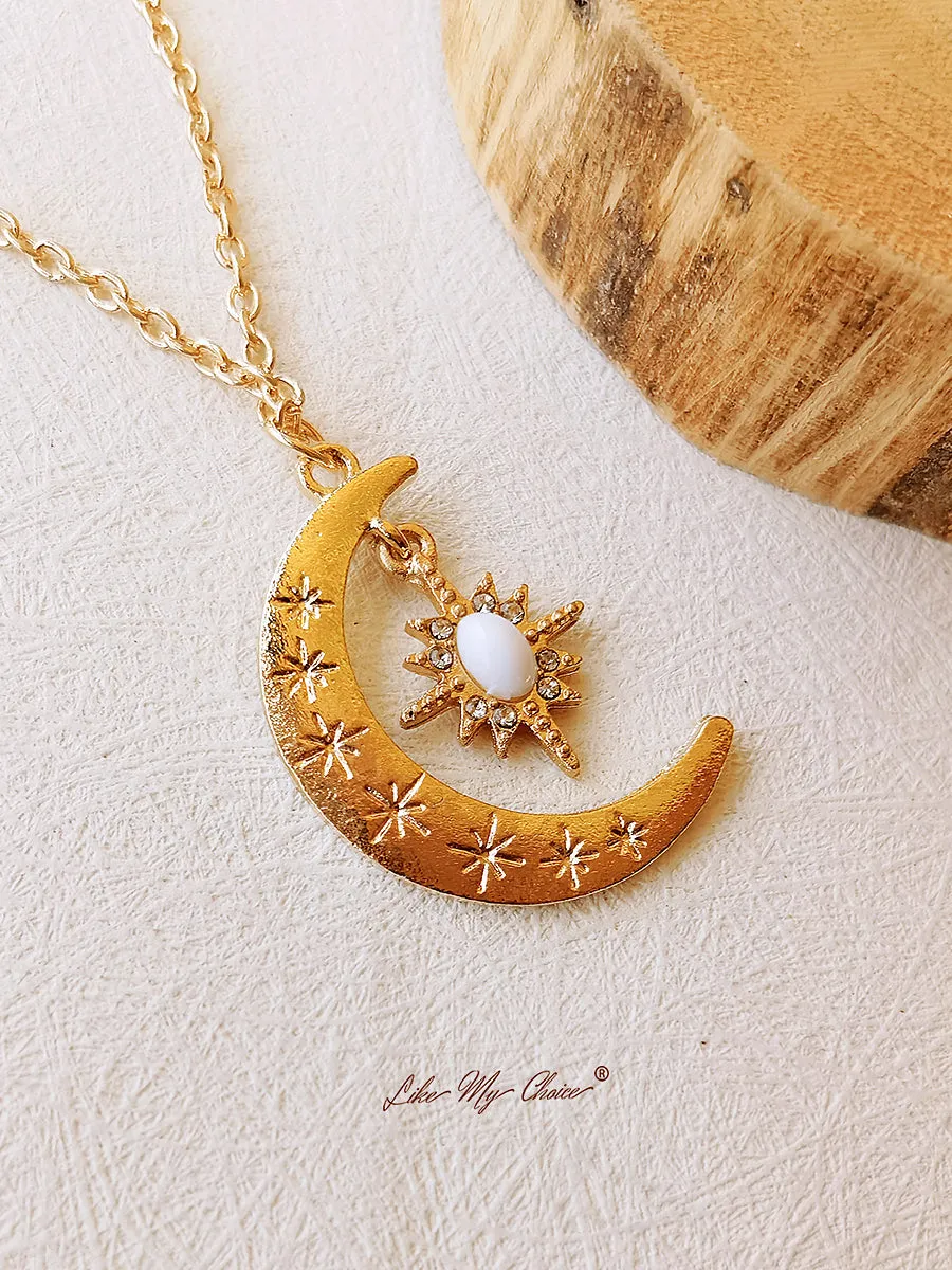 Bohemian Moon & Star Opal Necklace sold by Like My Choice product image thumbnail 2
