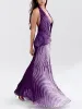 Elegant V-Neck Gradient Print Halter Neck Midi Dress sold by Like My Choice