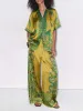 Exquisite Satin Unique Floral Print Wide Leg Pants sold by Like My Choice