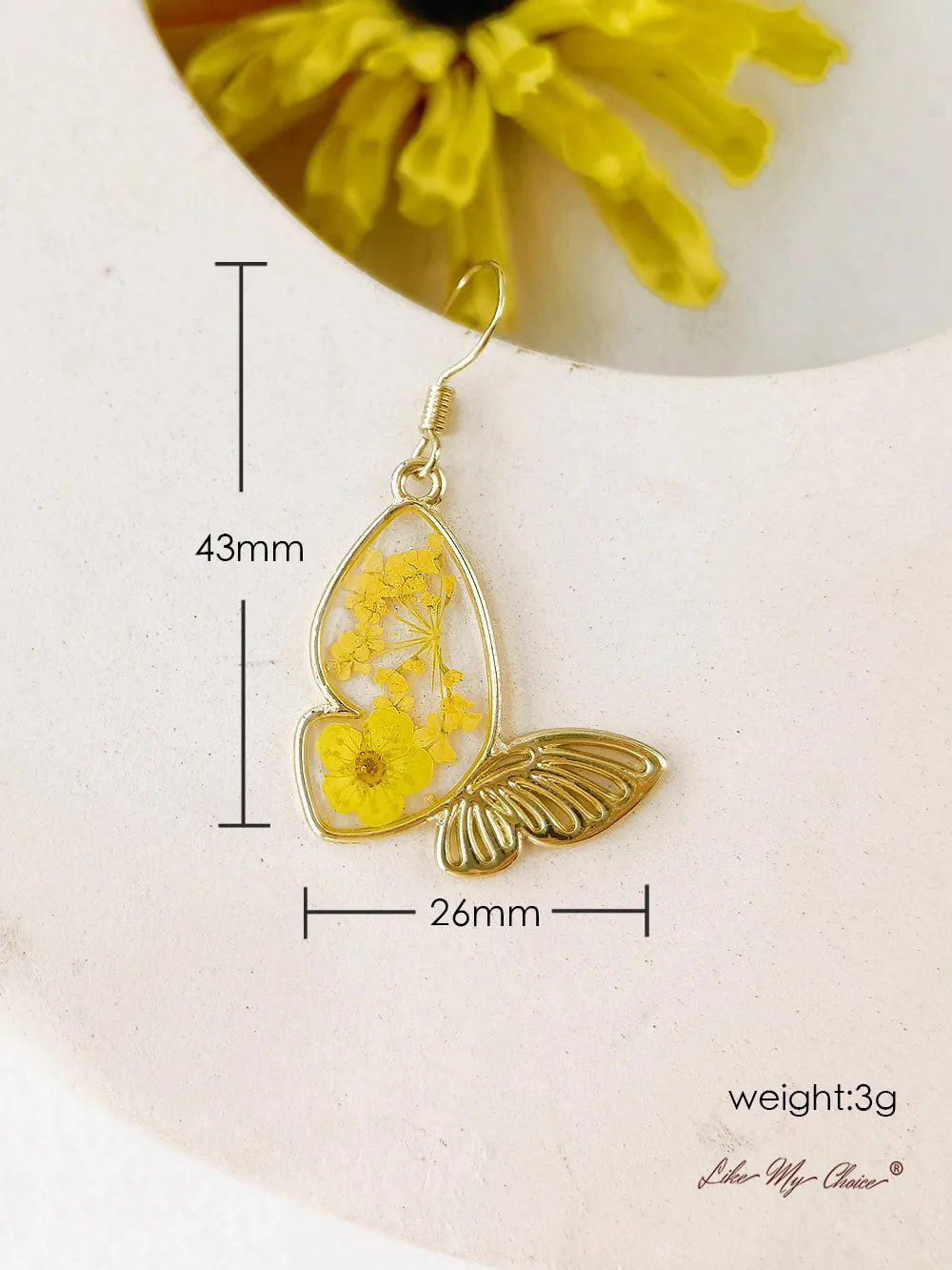 Queen Lace Butterfly Dried Flower Earrings sold by Like My Choice product image thumbnail 4