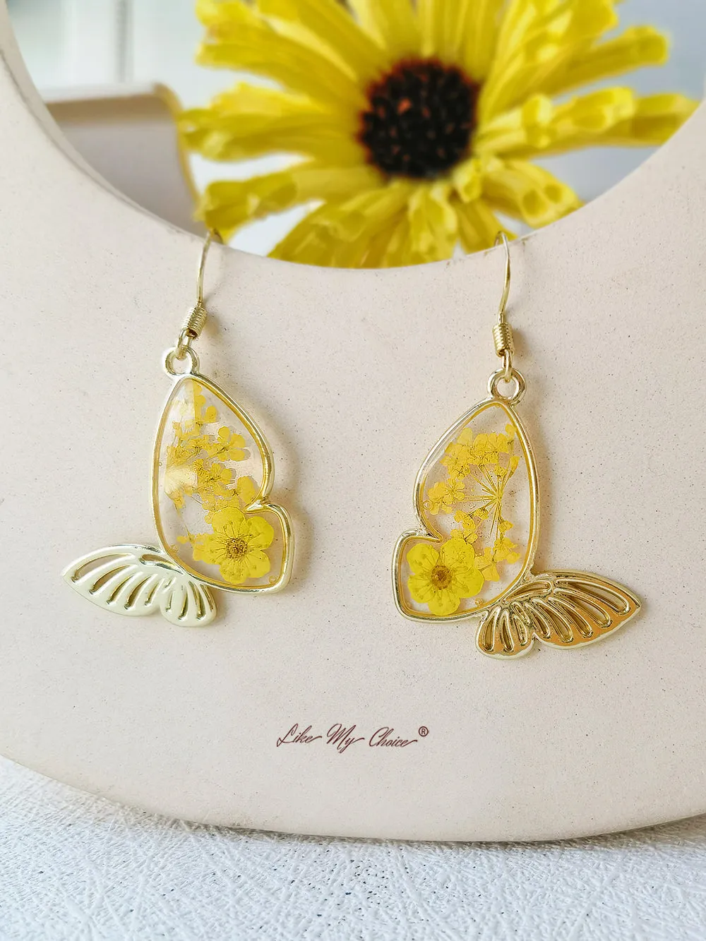 Queen Lace Butterfly Dried Flower Earrings sold by Like My Choice