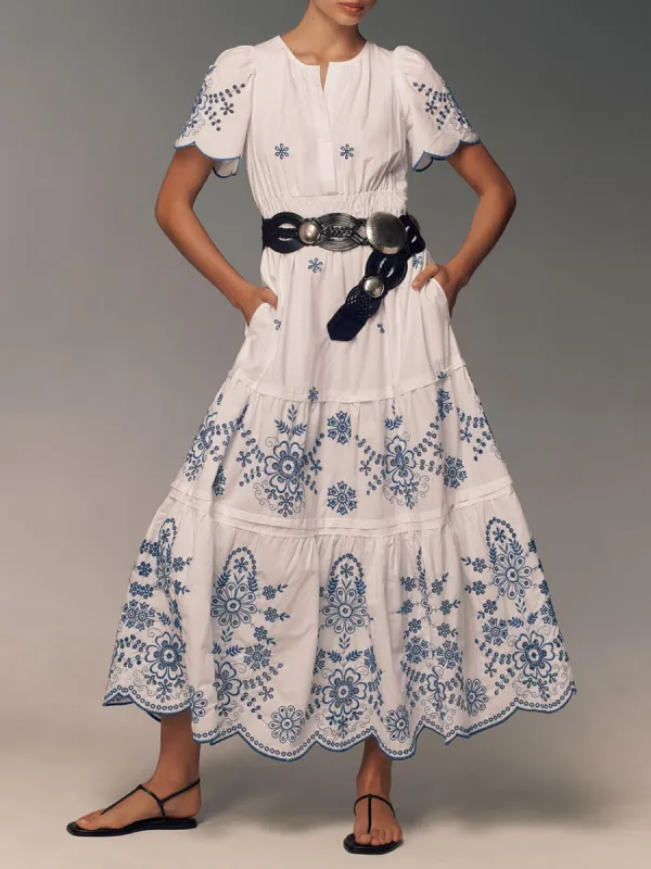 Elegant Flowing Pleated Waist Printed Maxi Dress sold by Like My Choice