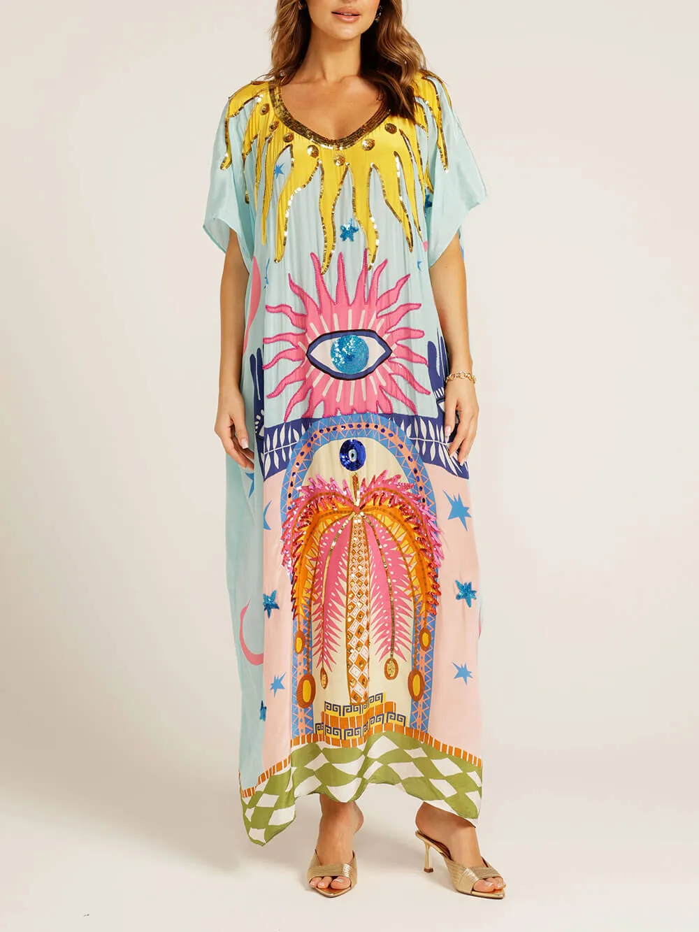 Luxe Sequin Hand-Painted Printed Maxi Dress sold by Like My Choice product image thumbnail 3