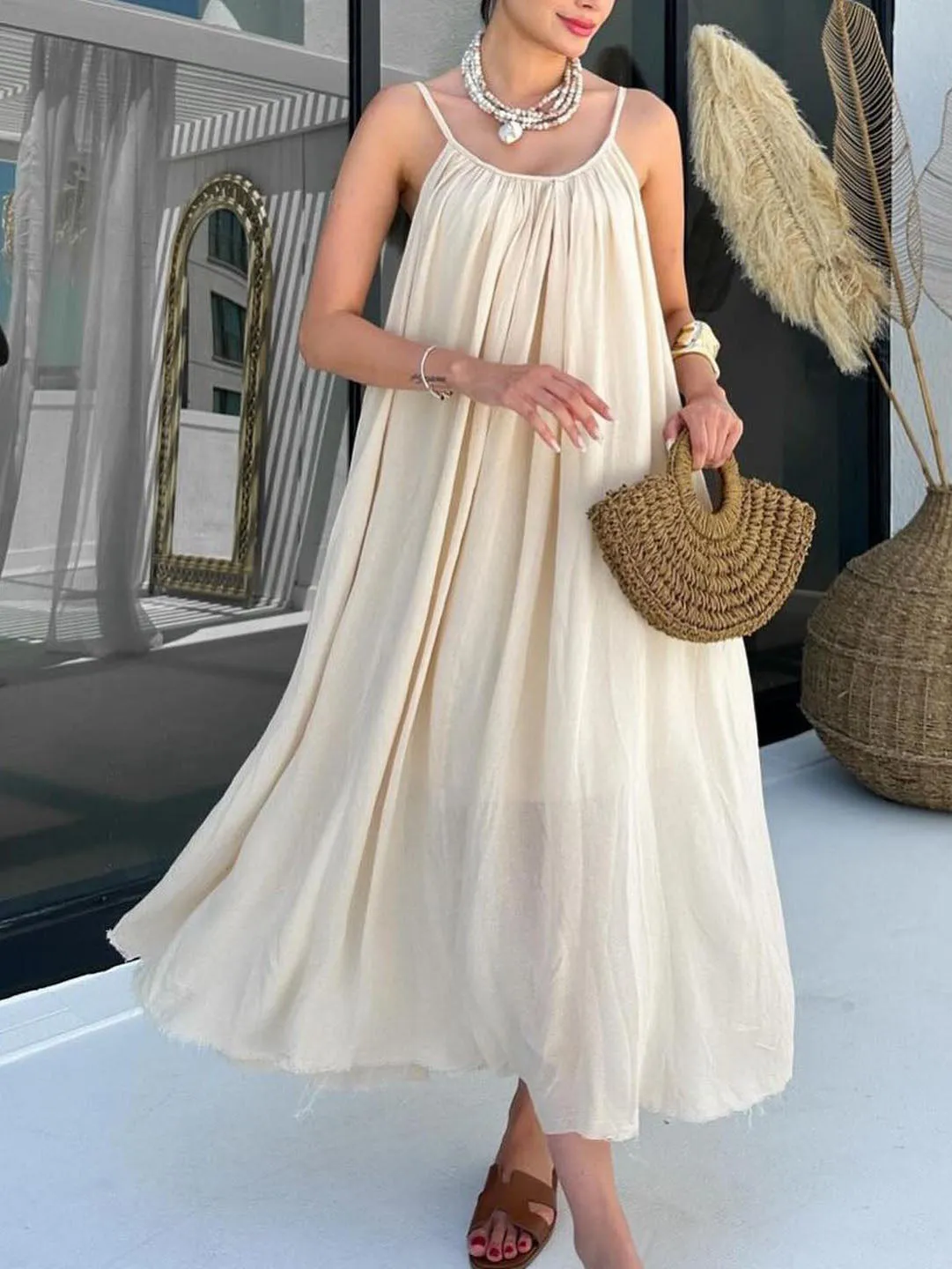 Backless Halter Loose Comfort Midi Dress sold by Like My Choice