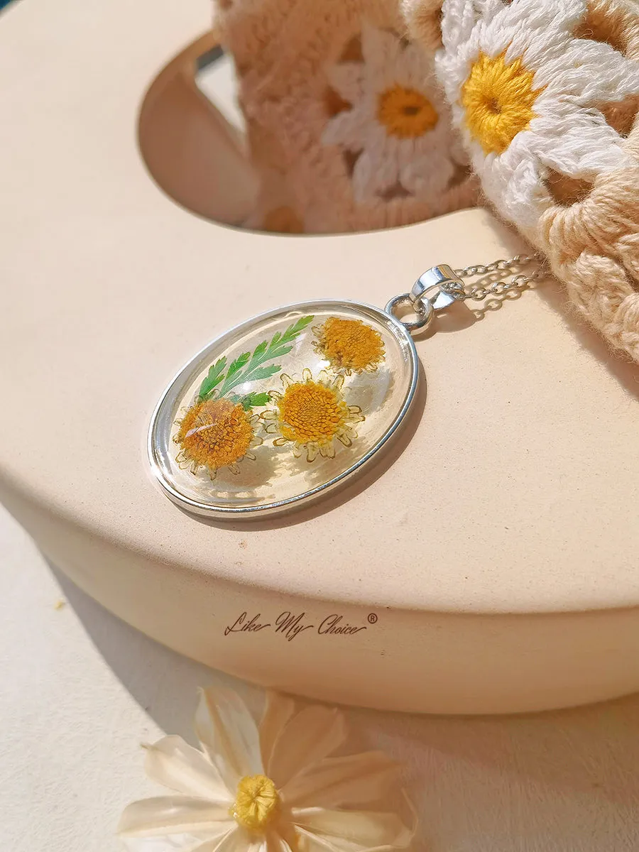 Resin Pendant Necklace With Eternal Sunflower Dried Flowers sold by Like My Choice product image thumbnail 5