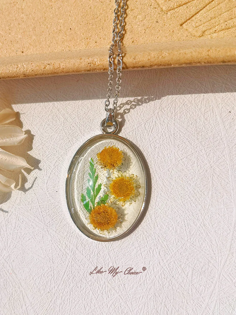 Resin Pendant Necklace With Eternal Sunflower Dried Flowers sold by Like My Choice product image thumbnail 2