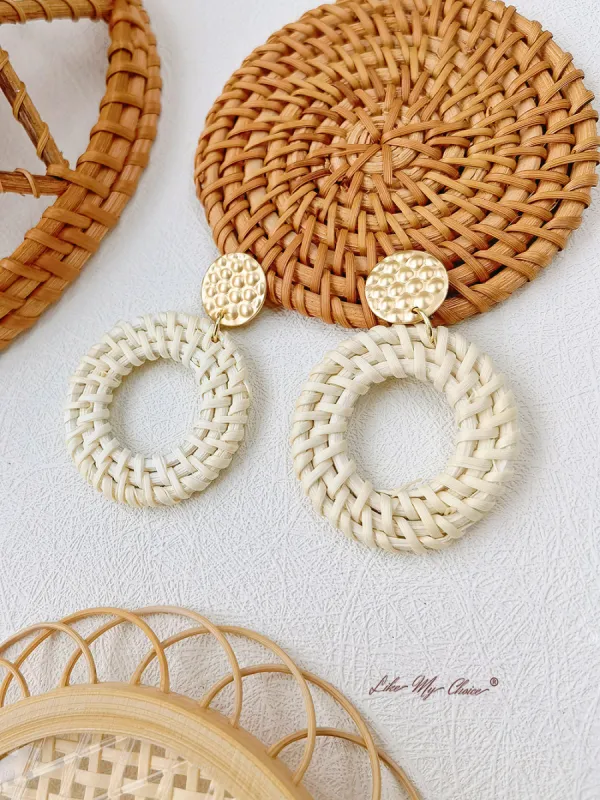 Flower Handwoven Rattan Earrings sold by Like My Choice