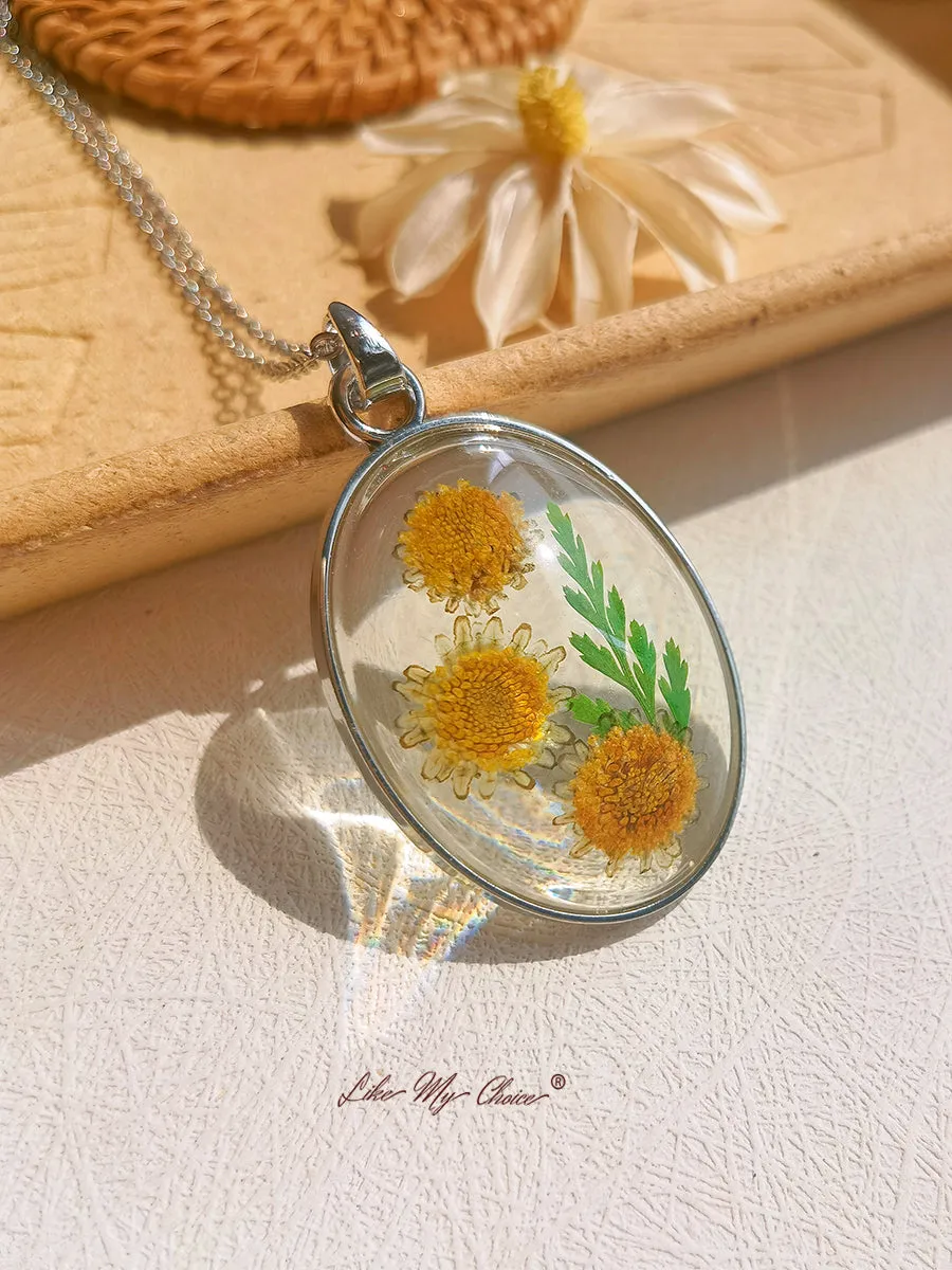 Resin Pendant Necklace With Eternal Sunflower Dried Flowers sold by Like My Choice product image thumbnail 3